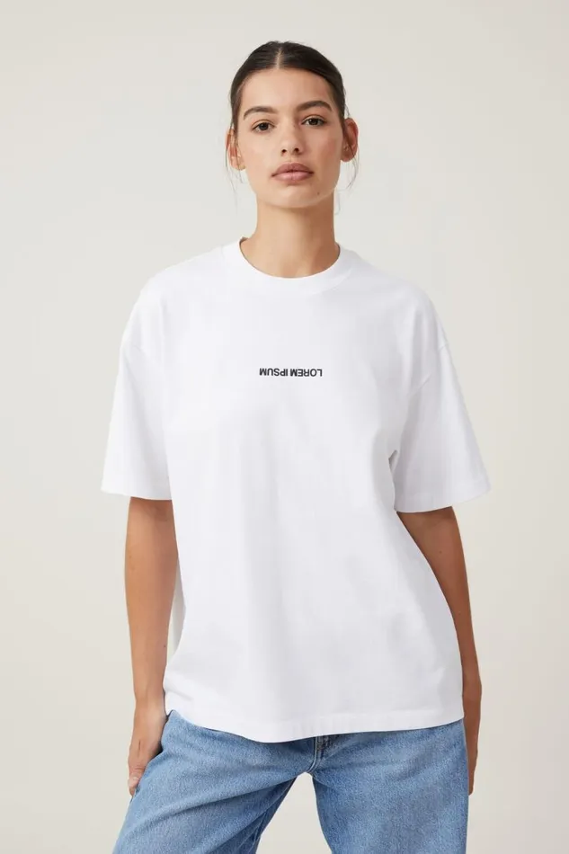 The Premium Boxy Graphic Tee Lorem Ipsum White Women Cotton On Tops