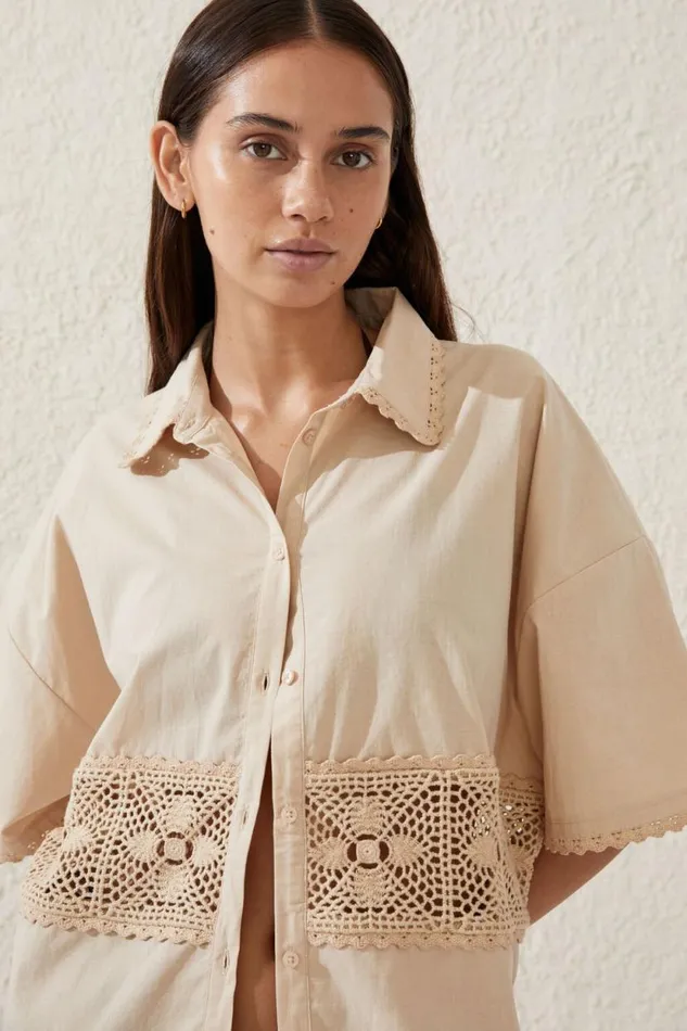 The Vacation Beach Shirt Natural Women Cotton On Tops