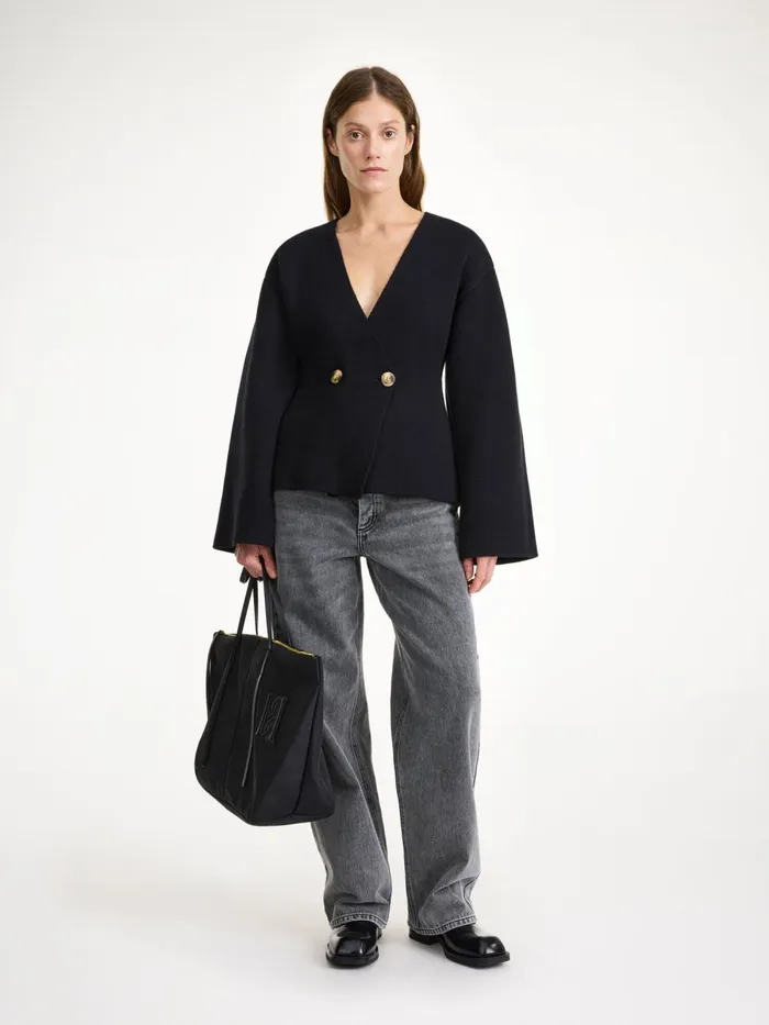 Tinley WoolBlend Cardigan Black Women By Malene Birger Knitwear