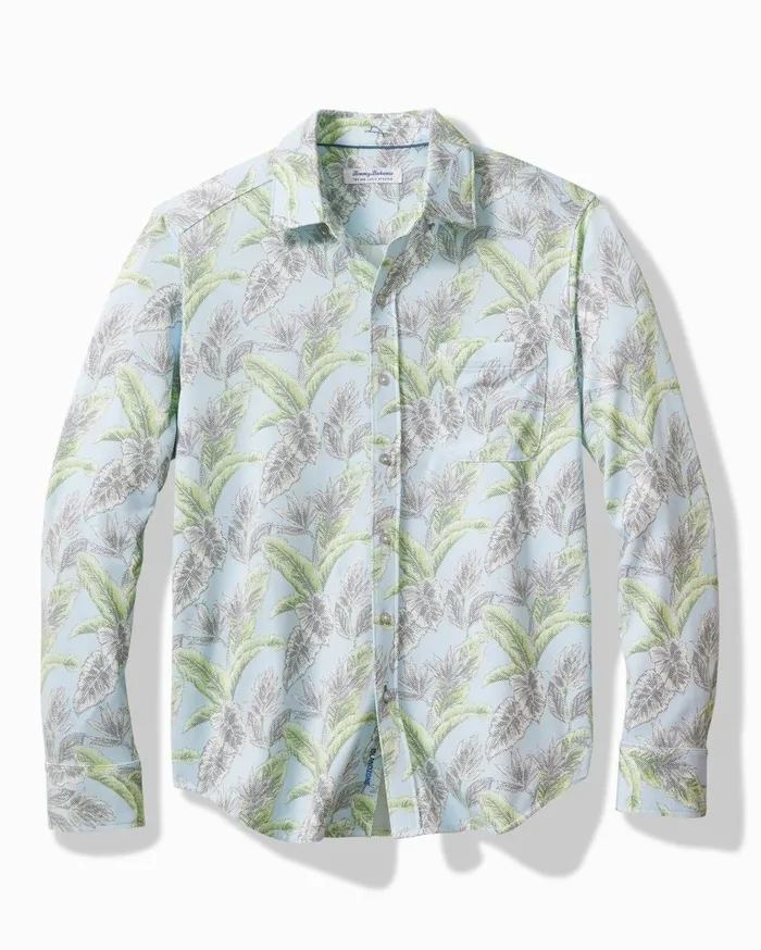 Tommy Bahama Big and Tall San Lucio Vibrant Fronds Knit Stretch Shirt Sky Blue Big and Tall Shirts Tommy Bahama Big and Tall San Lucio Vibrant Fronds Knit Stretch Shirt Sky Blue Big and Tall Shirts
