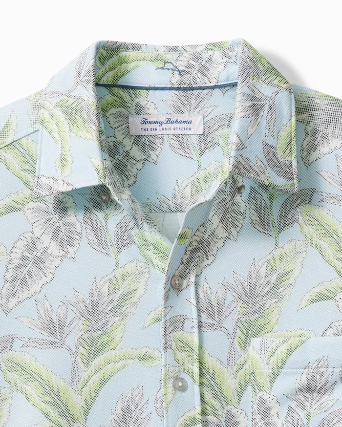 Tommy Bahama Big and Tall San Lucio Vibrant Fronds Knit Stretch Shirt Sky Blue Big and Tall Shirts Tommy Bahama Big and Tall San Lucio Vibrant Fronds Knit Stretch Shirt Sky Blue Big and Tall Shirts