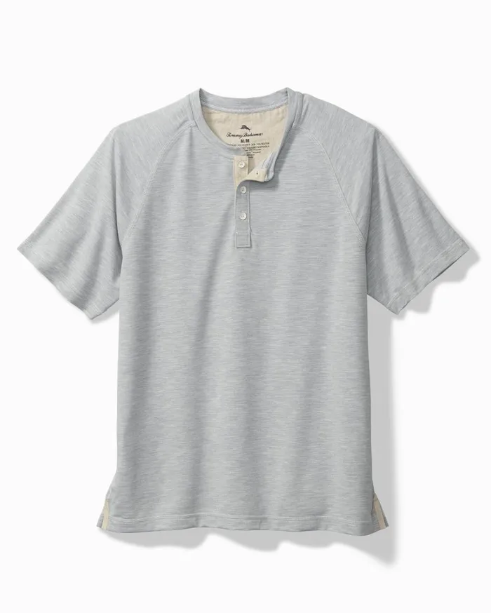 Tommy Bahama Coasta Vera ShortSleeve Henley Ash Grey Men TShirts