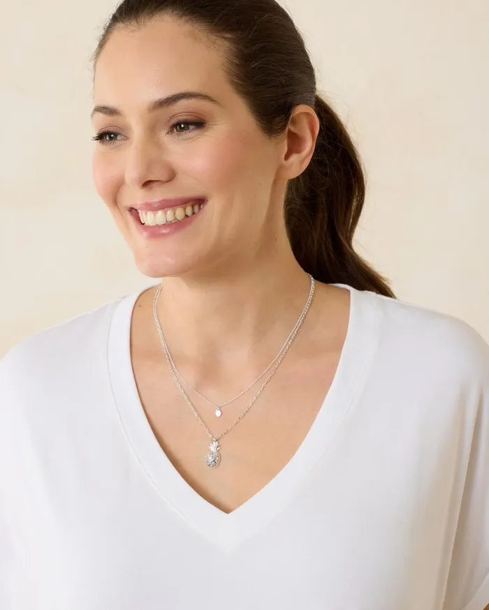 Tommy Bahama Crystal Collection Silver Pineapple Layered Necklace Silver Women Jewelry Collections Tommy Bahama Crystal Collection Silver Pineapple Layered Necklace Silver Women Jewelry Collections