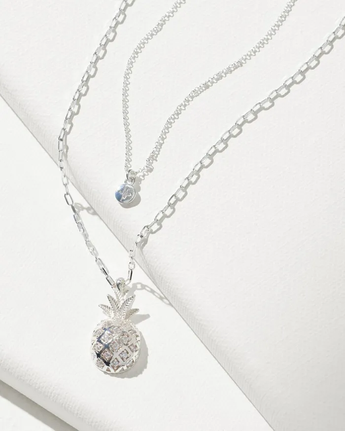 Tommy Bahama Crystal Collection Silver Pineapple Layered Necklace Silver Women Jewelry Collections Tommy Bahama Crystal Collection Silver Pineapple Layered Necklace Silver Women Jewelry Collections