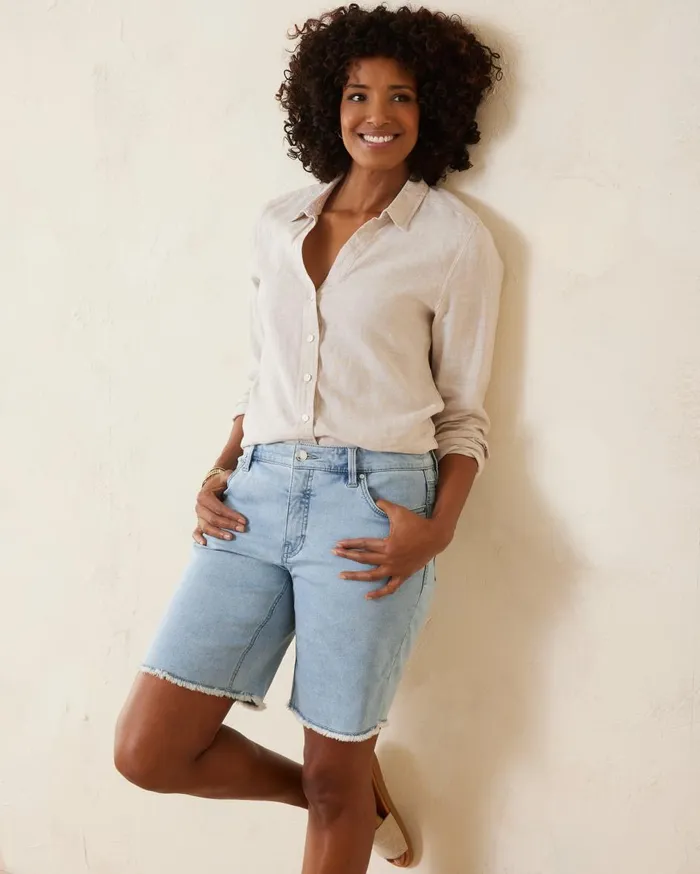 Tommy Bahama Ella Twill Classic 5Pocket Shorts White Women Jeans