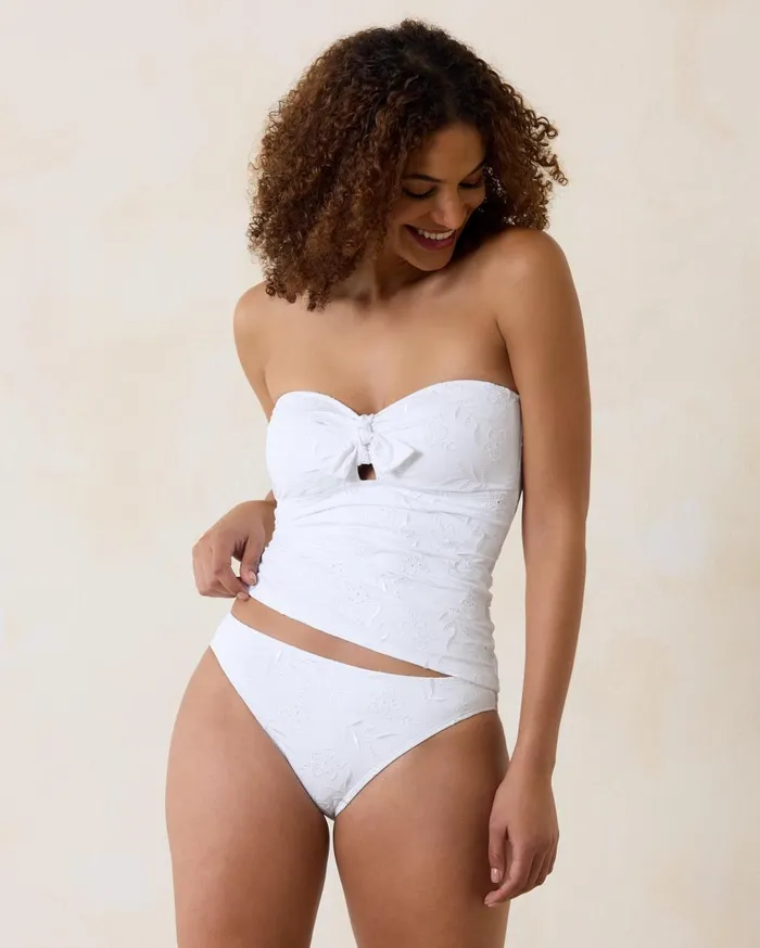 Tommy Bahama Eyelet Hideaway TieFront Bandini Top White Women Bikini Tops Tommy Bahama Eyelet Hideaway TieFront Bandini Top White Women Bikini Tops