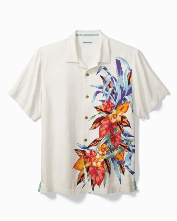 Tommy Bahama Las Flores Isle Silk Camp Shirt Vanilla Ice Men Shirts