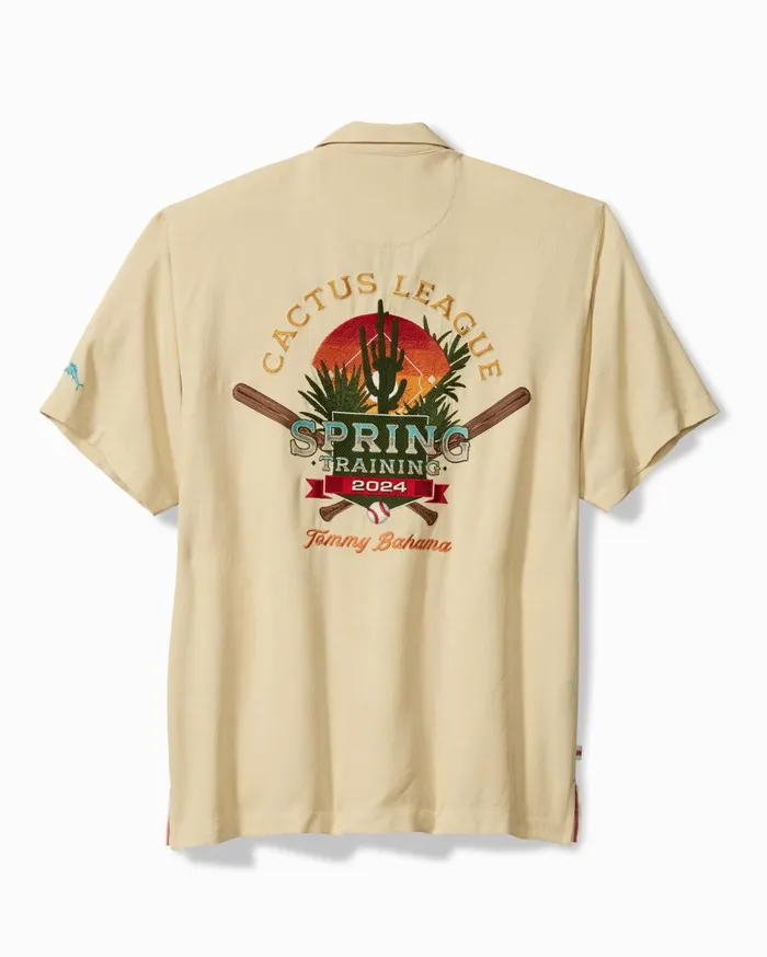 Tommy Bahama MLB Spring Training 2024 Cactus League Silk Camp Light Honey Men Shirts Tommy Bahama MLB Spring Training 2024 Cactus League Silk Camp Light Honey Men Shirts