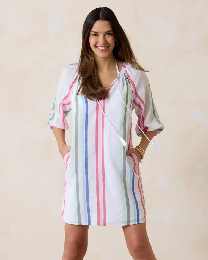 Tommy Bahama MultiStripe Coverup Dress White Women Dresses Tommy Bahama MultiStripe Coverup Dress White Women Dresses