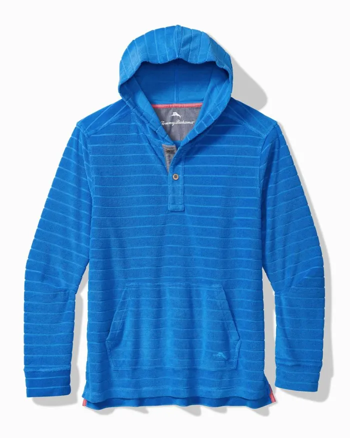 Tommy Bahama Poolside Terry Horizon Baja Hoodie Palace Blue Men Sweatshirts