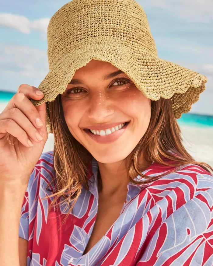 Tommy Bahama Raffia Braided Floppy Hat Natural Women Hats and Caps
