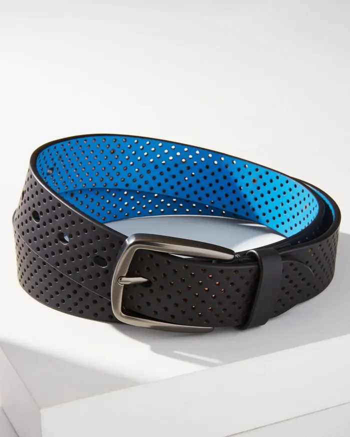 Tommy Bahama Reversible Pebbled Leather Belt Blackcognac Men Belts