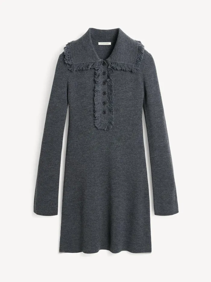Tonai Merino Wool Dress Jet Grey Women By Malene Birger Knitwear