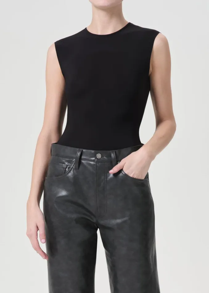 Tops and Bodysuits Women Agolde Aura Sleeveless Bodysuit In Black