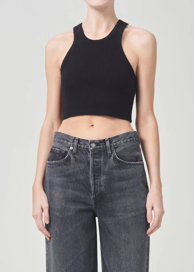 Tops and Bodysuits Women Agolde Cropped Bailey Tank In Black