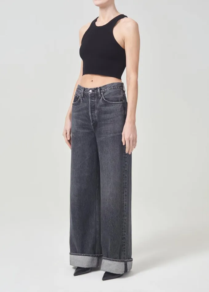 Tops and Bodysuits Women Agolde Cropped Bailey Tank In Black
