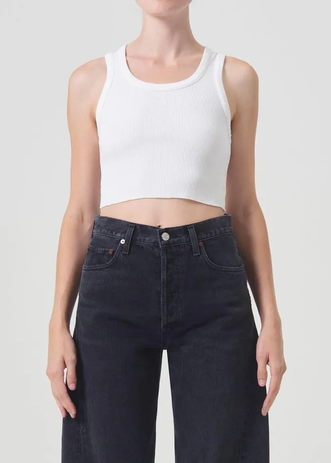 Tops and Bodysuits Women Agolde Cropped Poppy Tank In White