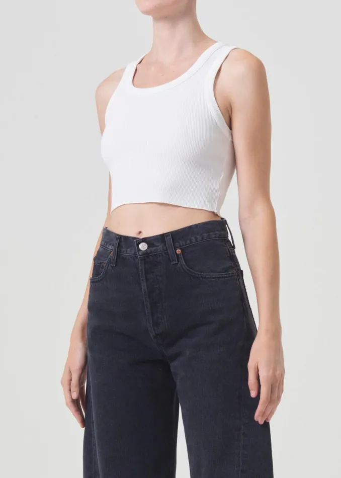 Tops and Bodysuits Women Agolde Cropped Poppy Tank In White
