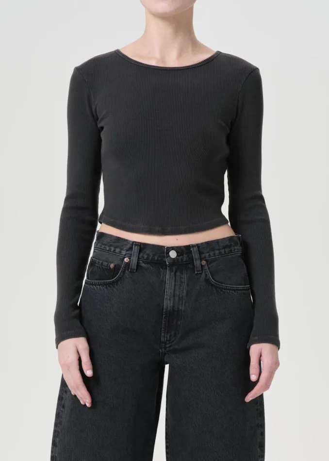 Tops and Bodysuits Women Agolde Nova Long Sleeve Tee In Marker