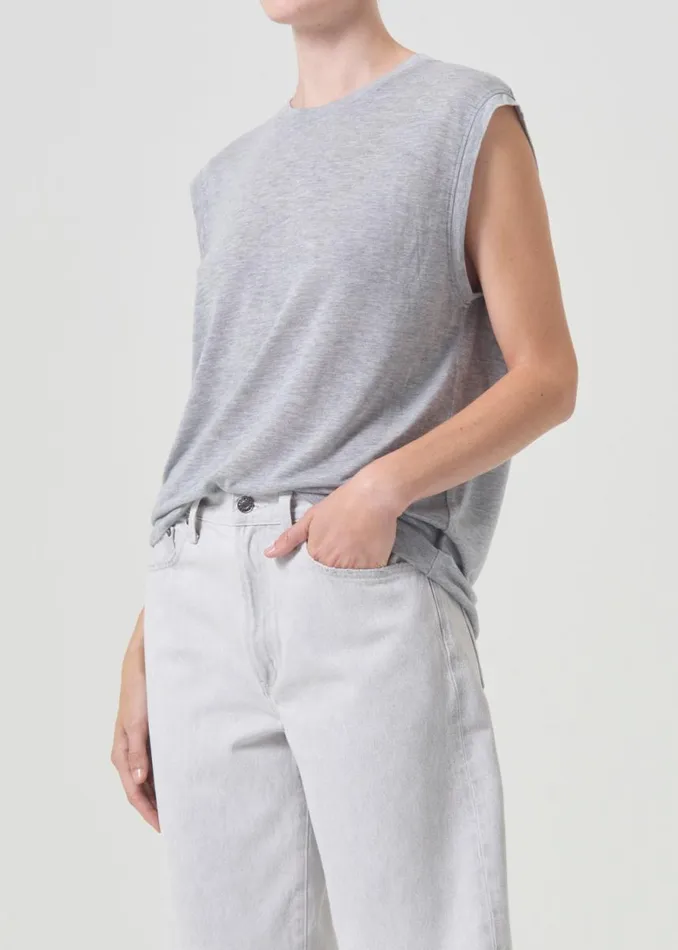 Tops and Bodysuits Women Agolde Raya Muscle Tee In Grey Heather