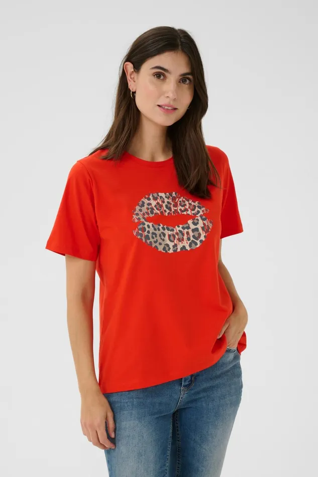 Tops and TShirts Women CULTURE CUnuga Tshirt Fiery Red