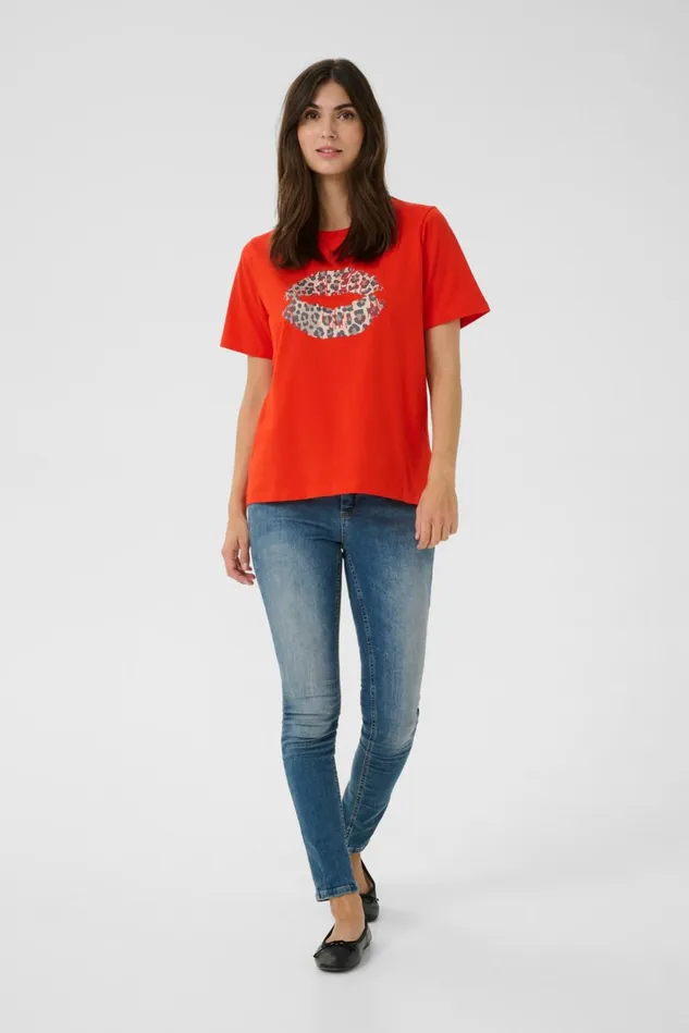 Tops and TShirts Women CULTURE CUnuga Tshirt Fiery Red