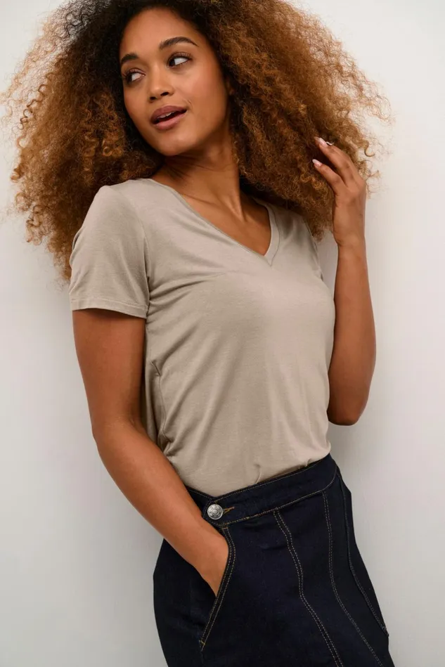 Tops and TShirts Women CULTURE CUpoppy Tshirt Timber Wolf