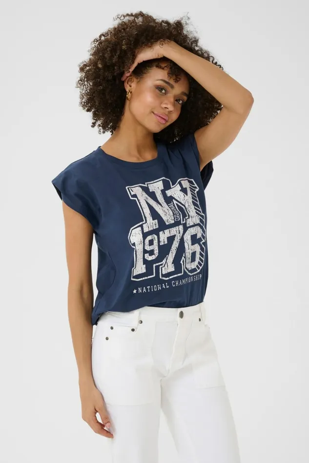 Tops and TShirts Women CULTURE CUroxy Tshirt Bluewhite