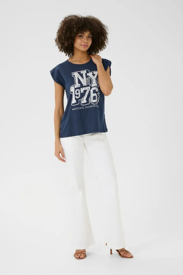 Tops and TShirts Women CULTURE CUroxy Tshirt Bluewhite