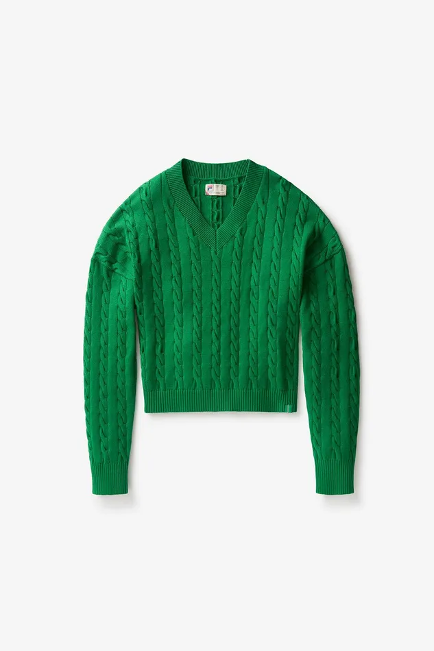 Tops and TShirts Women Fila Baseline Chunky VNeck Sweater 300 Amazon