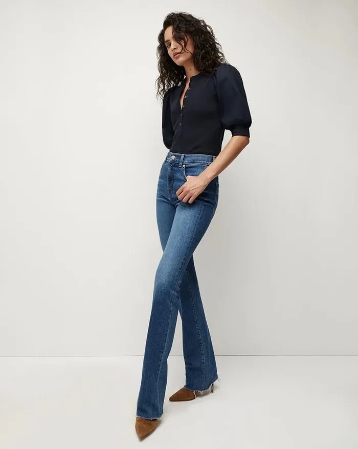 Tops and Tees Shop Veronica Beard Coralee PuffSleeve Tee Navy