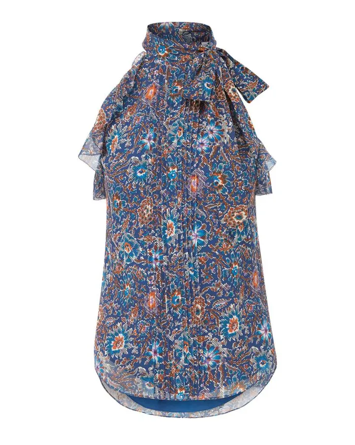 Tops and Tees Shop Veronica Beard Dali Floral Top Cerulean Multi