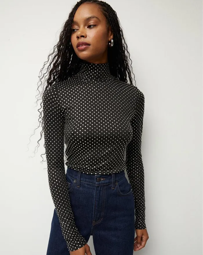Tops and Tees Shop Veronica Beard Parke Embellished Top Black
