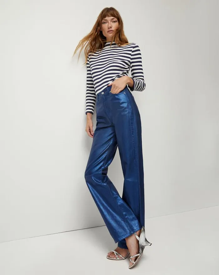 Tops and Tees Shop Veronica Beard Pierre Striped Tee Offwhitemarine