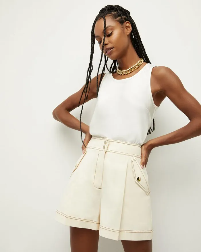 Tops and Tees Shop Veronica Beard Sabrina Crepe Tank Offwhite