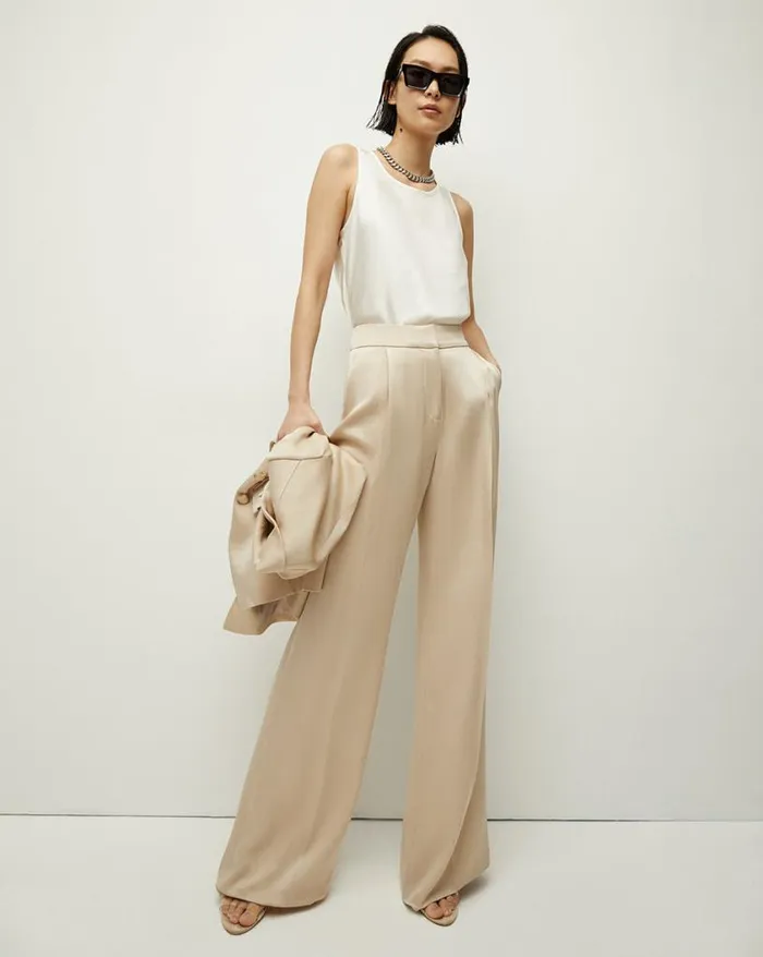 Tops and Tees Shop Veronica Beard Sabrina Crepe Tank Offwhite