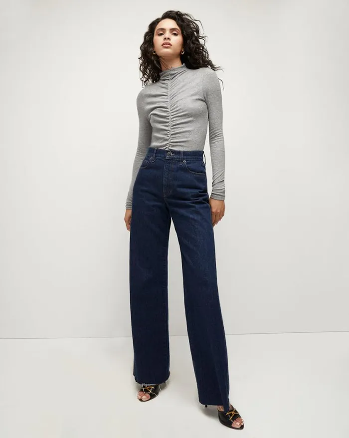Tops and Tees Shop Veronica Beard Theresa Ruched Turtleneck Black