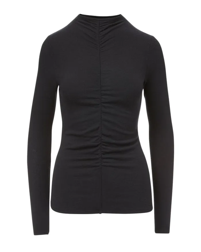 Tops and Tees Shop Veronica Beard Theresa Ruched Turtleneck Black