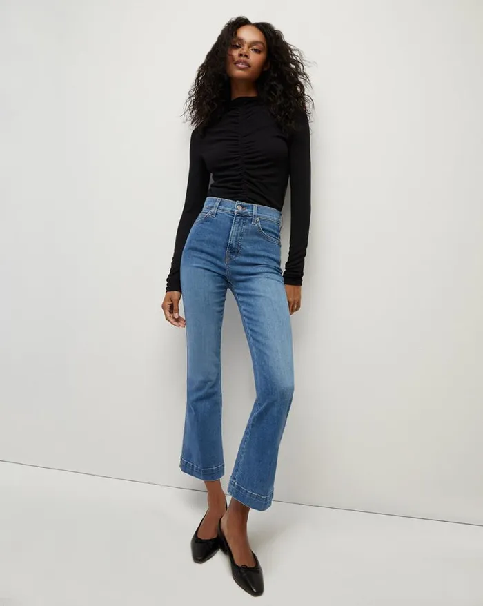 Tops and Tees Shop Veronica Beard Theresa Ruched Turtleneck Black