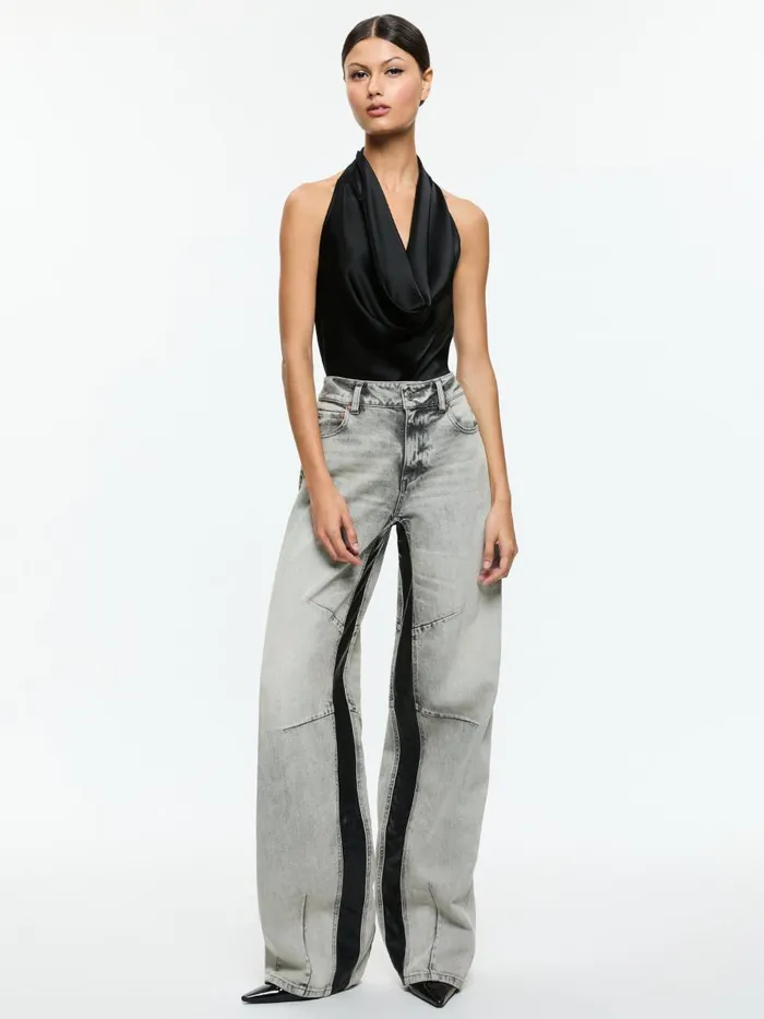 Tops Women Alice Olivia AYANNA DEEP COWL TOP Black