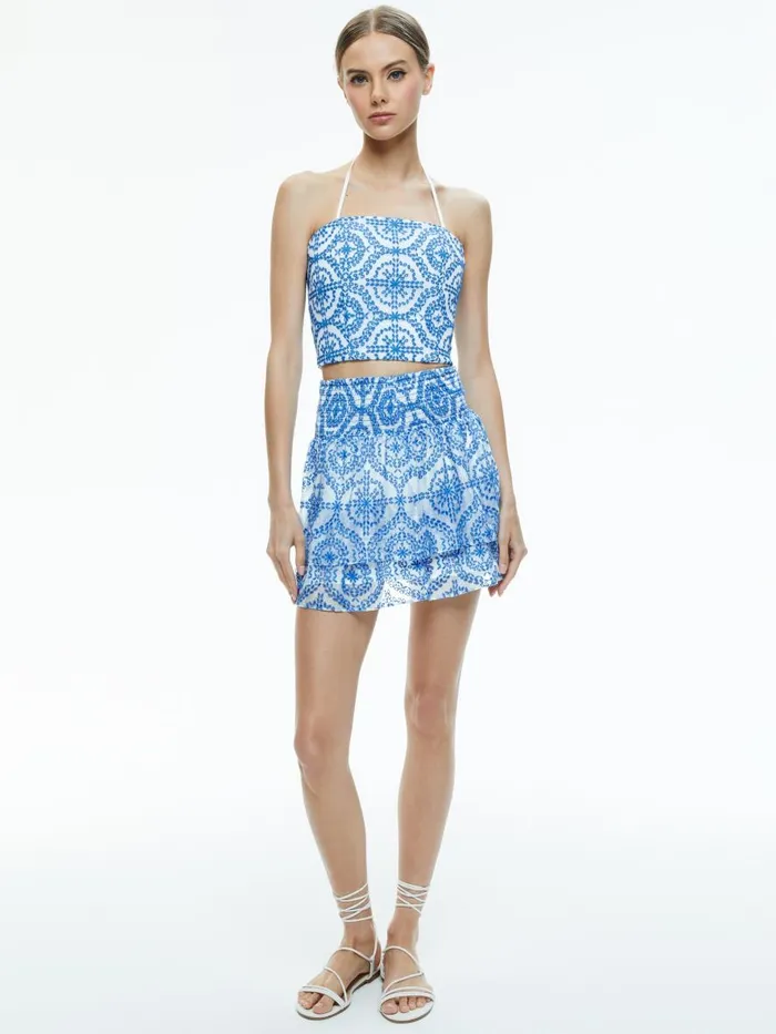 Tops Women Alice Olivia CERESI HALTER BANDEAU TOP Off Whitefrench Blue