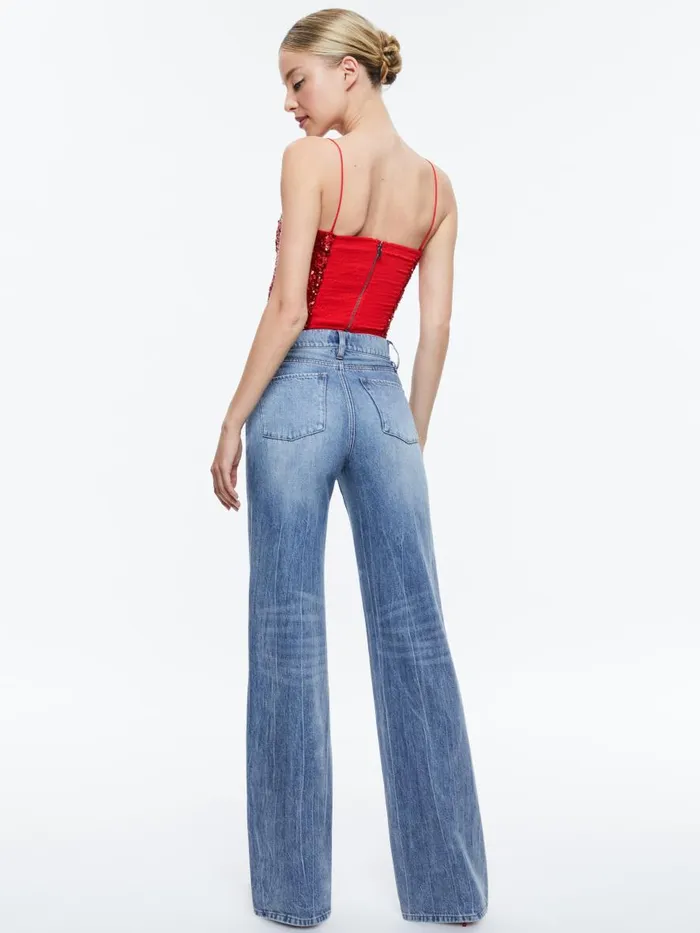 Tops Women Alice Olivia CERESI SEQUIN BANDEAU TOP Red Apple