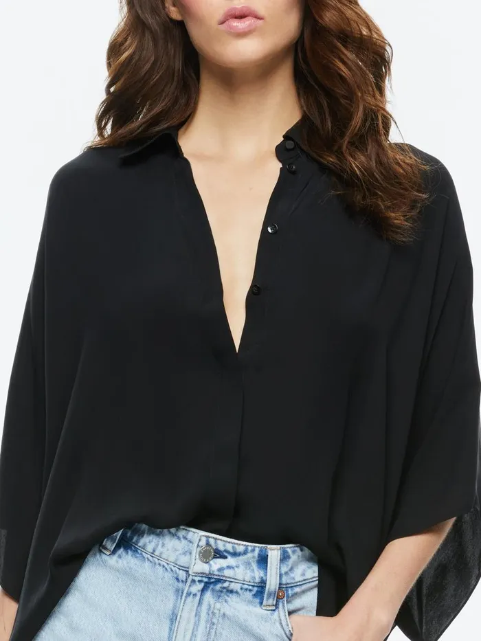 Tops Women Alice Olivia DEANNE BUTTON DOWN BLOUSE Black