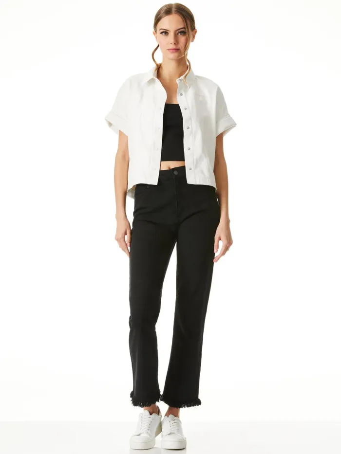 Tops Women Alice Olivia EDYTH VEGAN LEATHER BUTTON DOWN Black