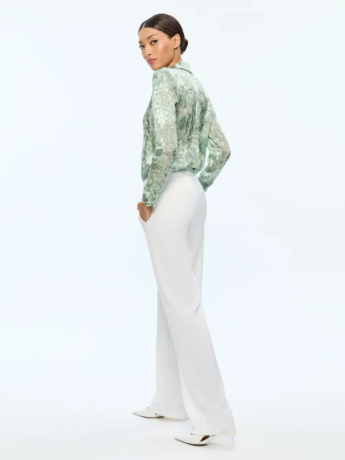 Tops Women Alice Olivia ELOISE BUTTON DOWN BLOUSE Vanity Pistachio