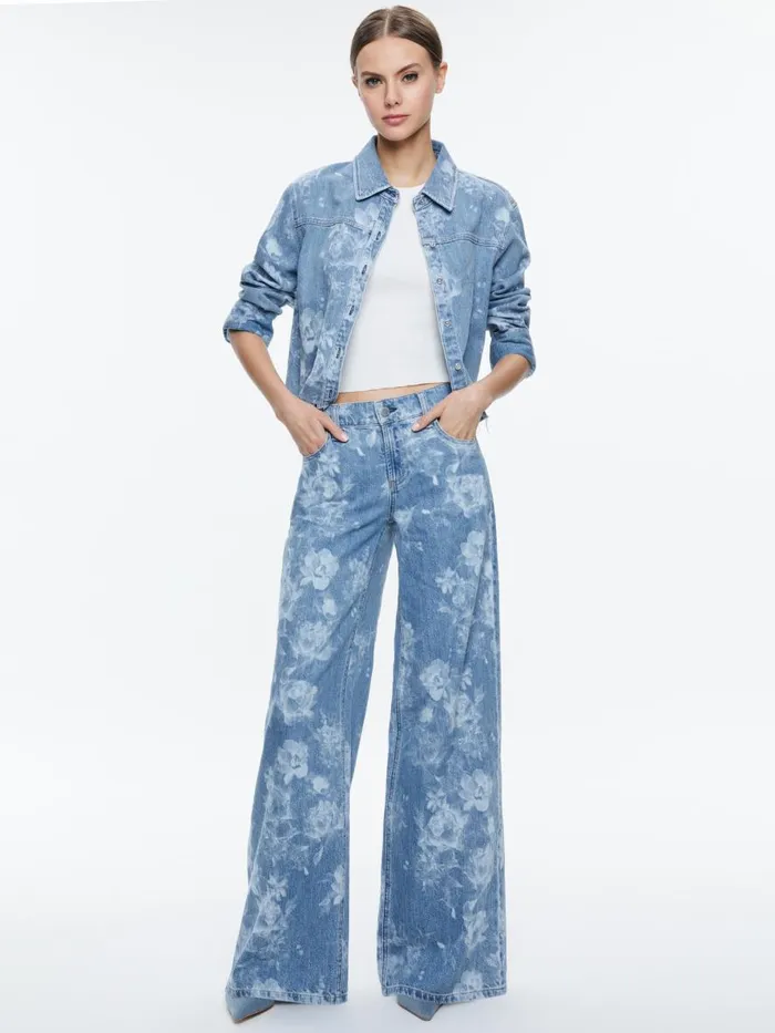 Tops Women Alice Olivia FINELY RAW HEM BUTTON DOWN Lotus Floral
