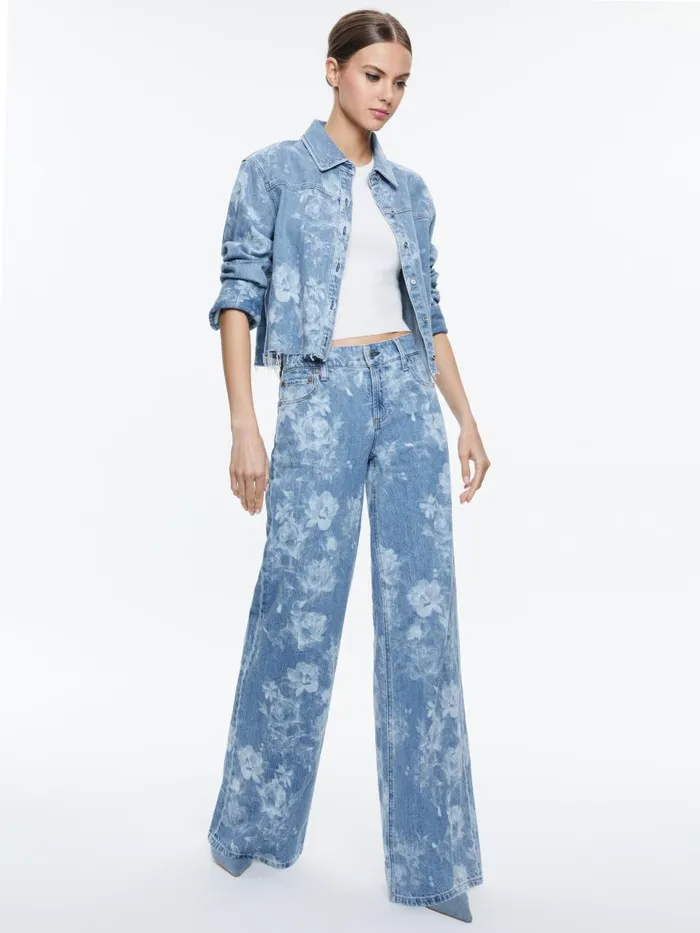Tops Women Alice Olivia FINELY RAW HEM BUTTON DOWN Lotus Floral