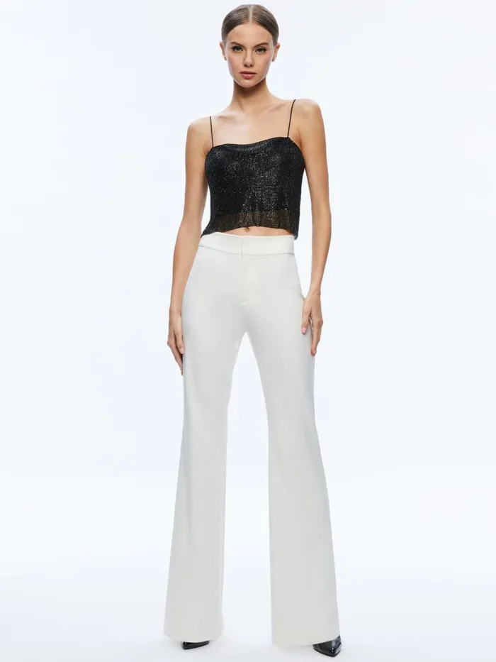 Tops Women Alice Olivia GRAZI EMBELLISHED SPAGHETTI STRAP TOP Black