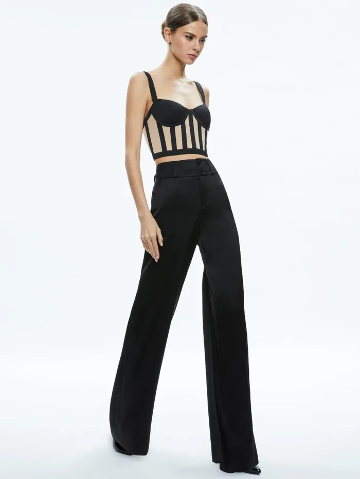 Tops Women Alice Olivia HELENE STRIPED BUSTIER TOP Blackalmond