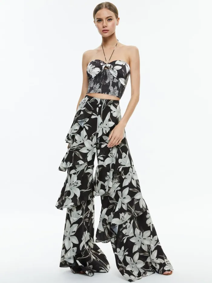 Tops Women Alice Olivia LIVIA HALTER CROPPED TOP Stargazer Black Lg